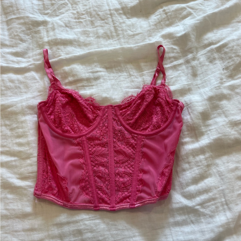White Fox Pink Corset Top